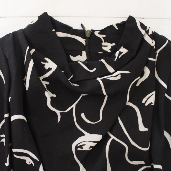 Zara Black and White Abstract Print Long Sleeve Blouse - Picture 3 of 7